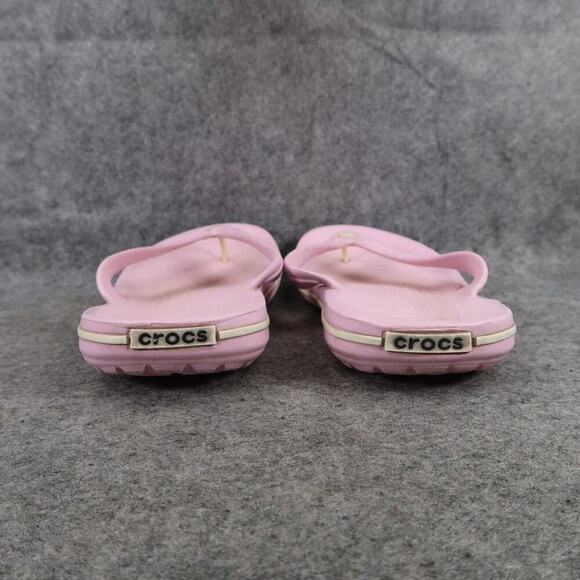 Crocs Shoes Womens 10 Sandals Flip Flops Crocband Pink White Casual Comfort Flat - Picture 5 of 11